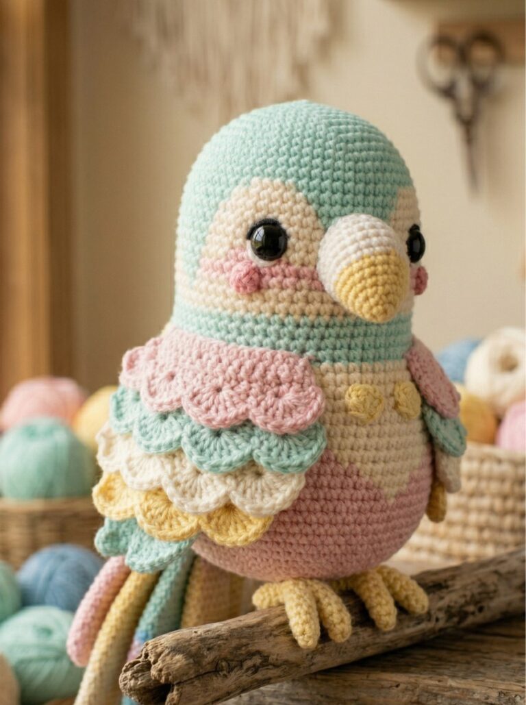 Cute Pastel Crochet Bird Pattern
