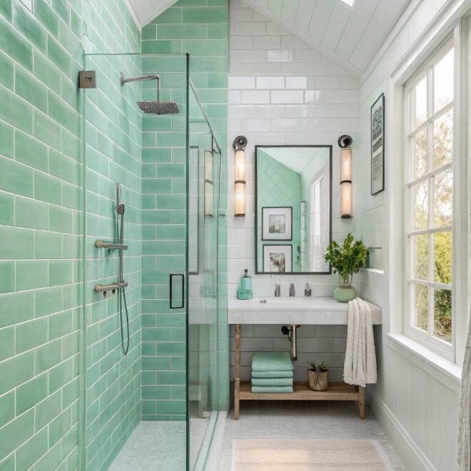 14 Green Bathroom Ideas with Tiles, Vanities, and Accents